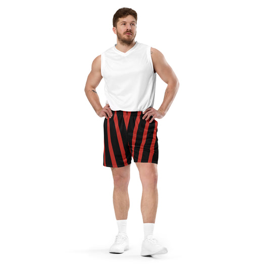 B(red) Stripes Men's Mesh Shorts